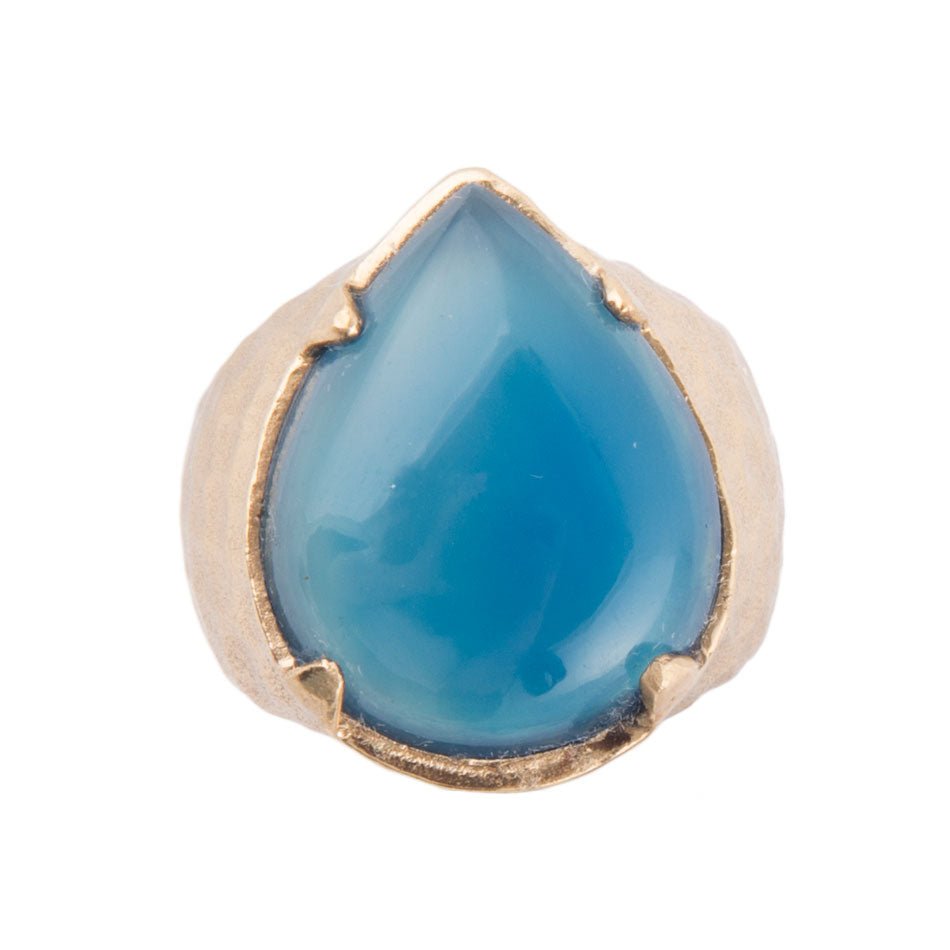 Anello a goccia di agata blu