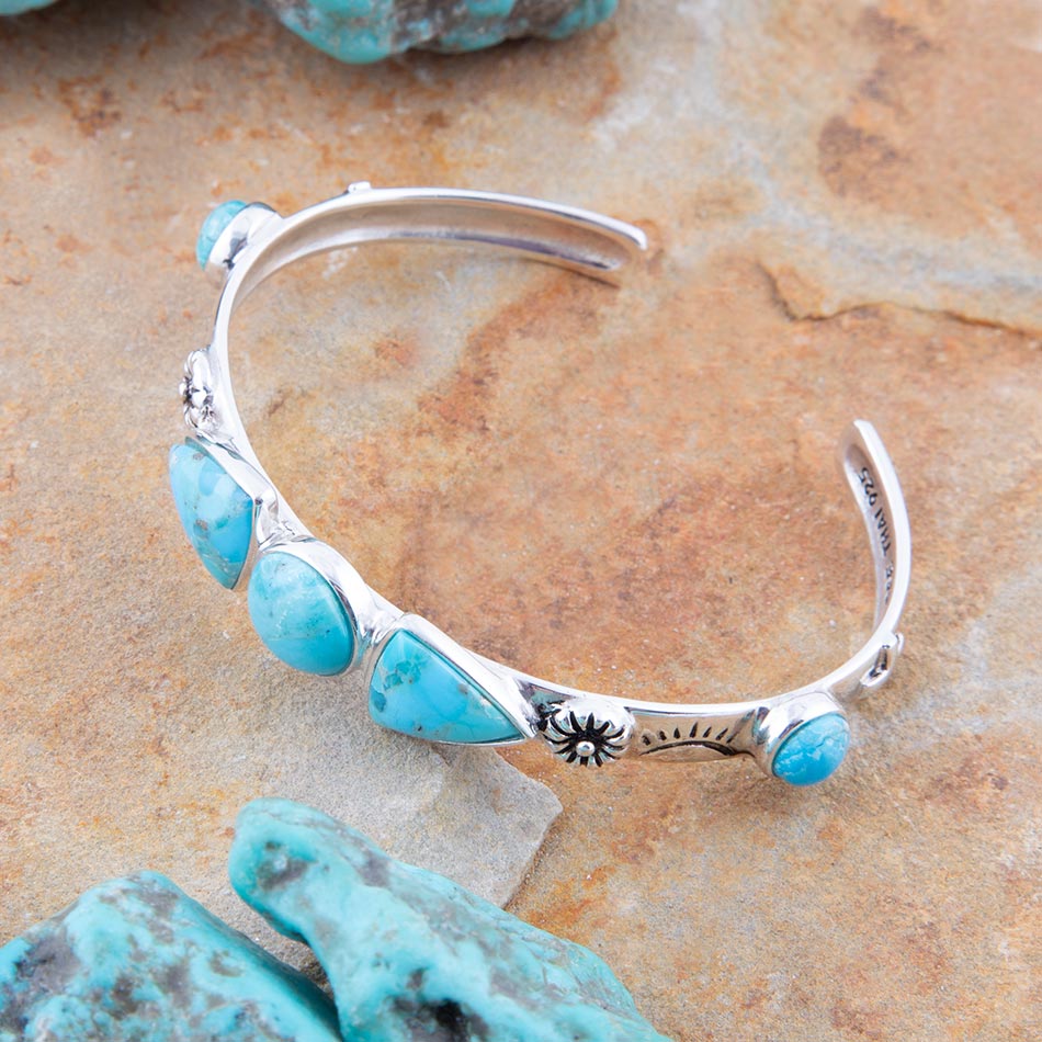 Blå Turkos och sterling silver manschettarmband