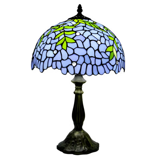 Blå Wisteria Glas Tiffany Lampa Äkta