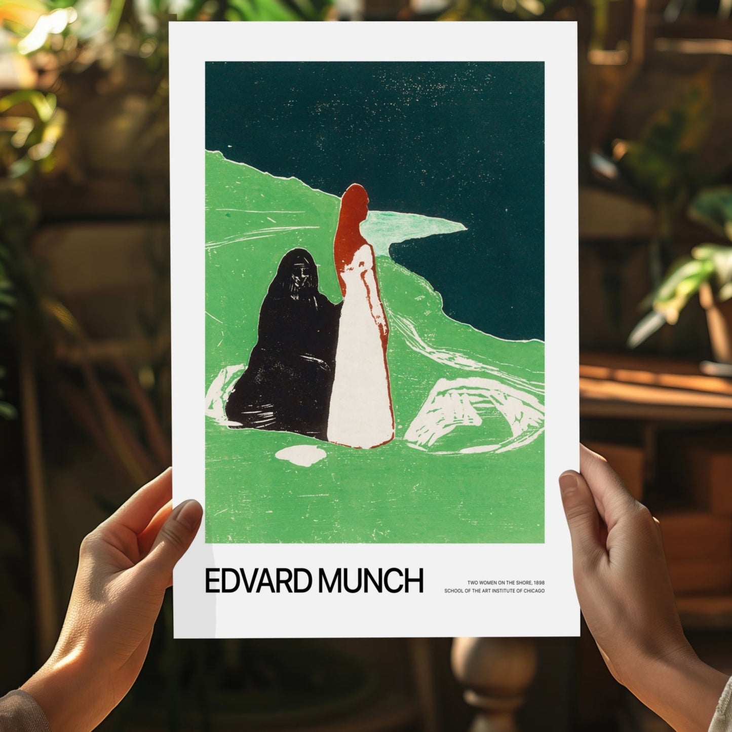 Munch Zelený břeh Dvě ženy hliníková tiskovina