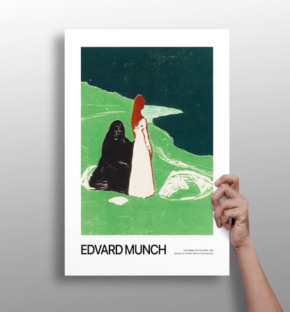 Munch Zelený břeh Dvě ženy hliníková tiskovina