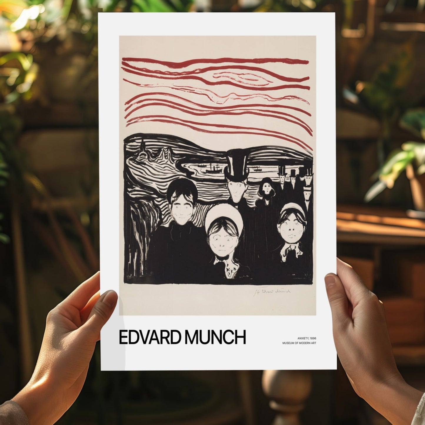 Munch Crimson Sky Anxious Crowd druk na aluminium