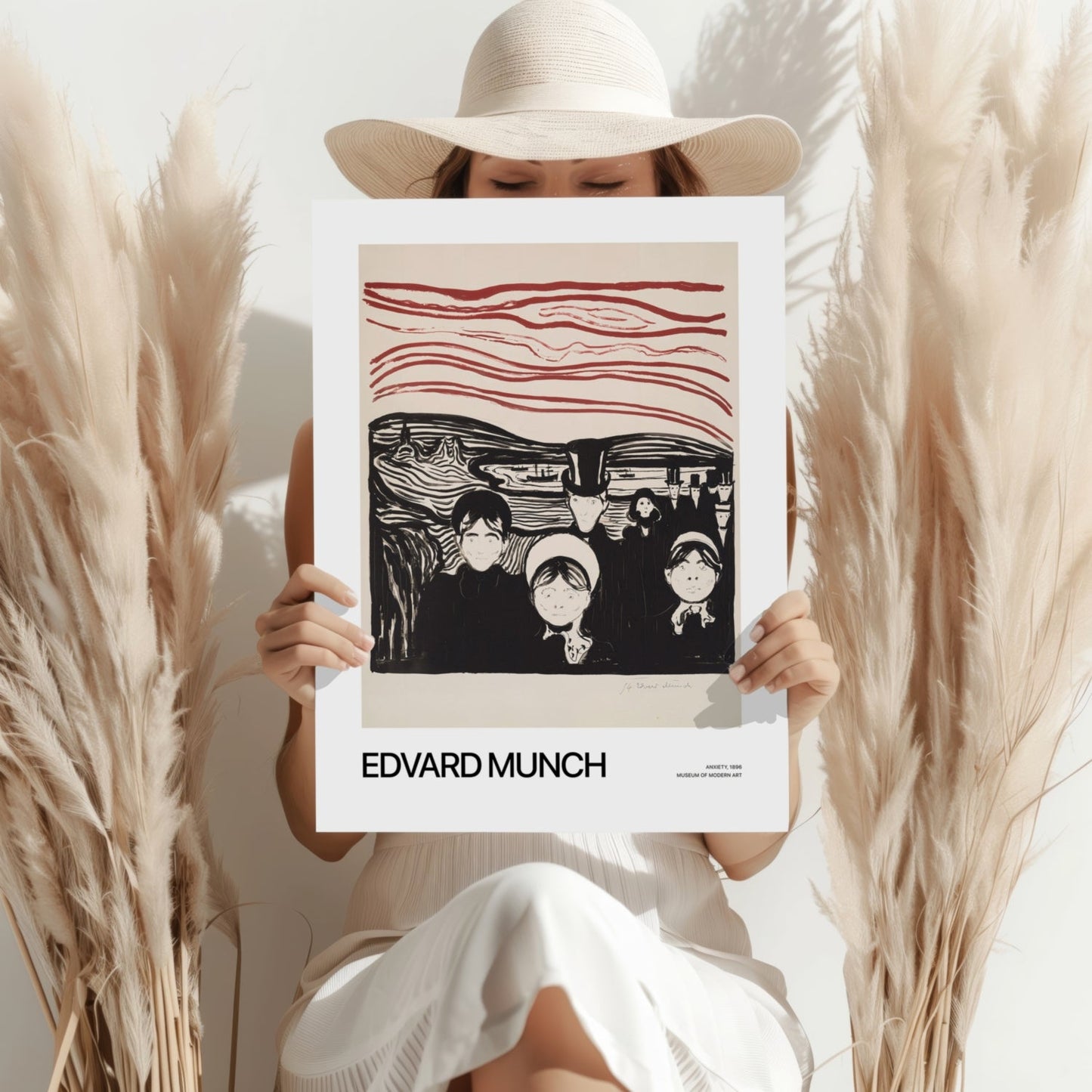 Munch Crimson Sky Anxious Crowd druk na aluminium