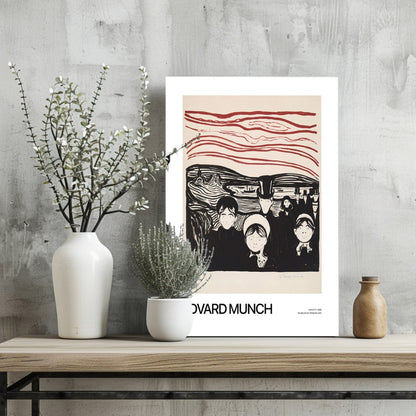 Munch Crimson Sky Anxious Crowd druk na aluminium