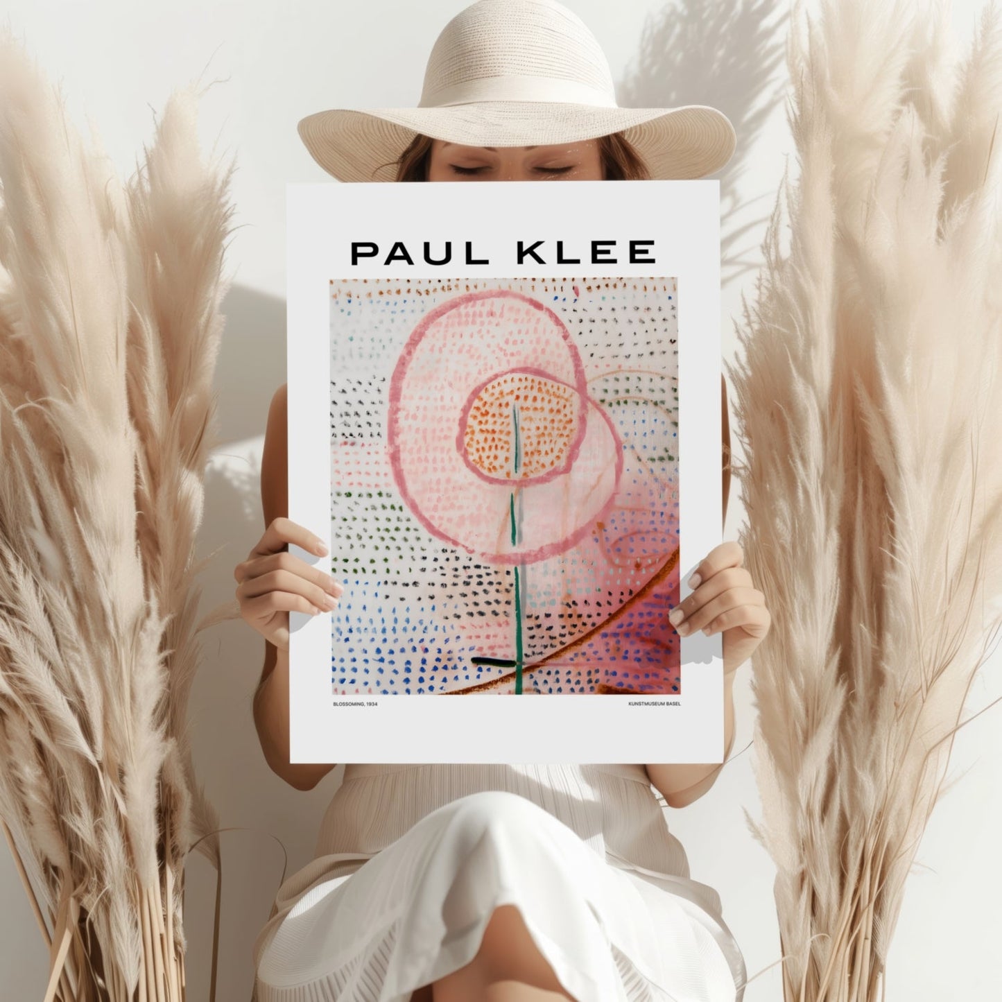 Klee Pink Blossom on Dotted Field Abstract Aluminum Print