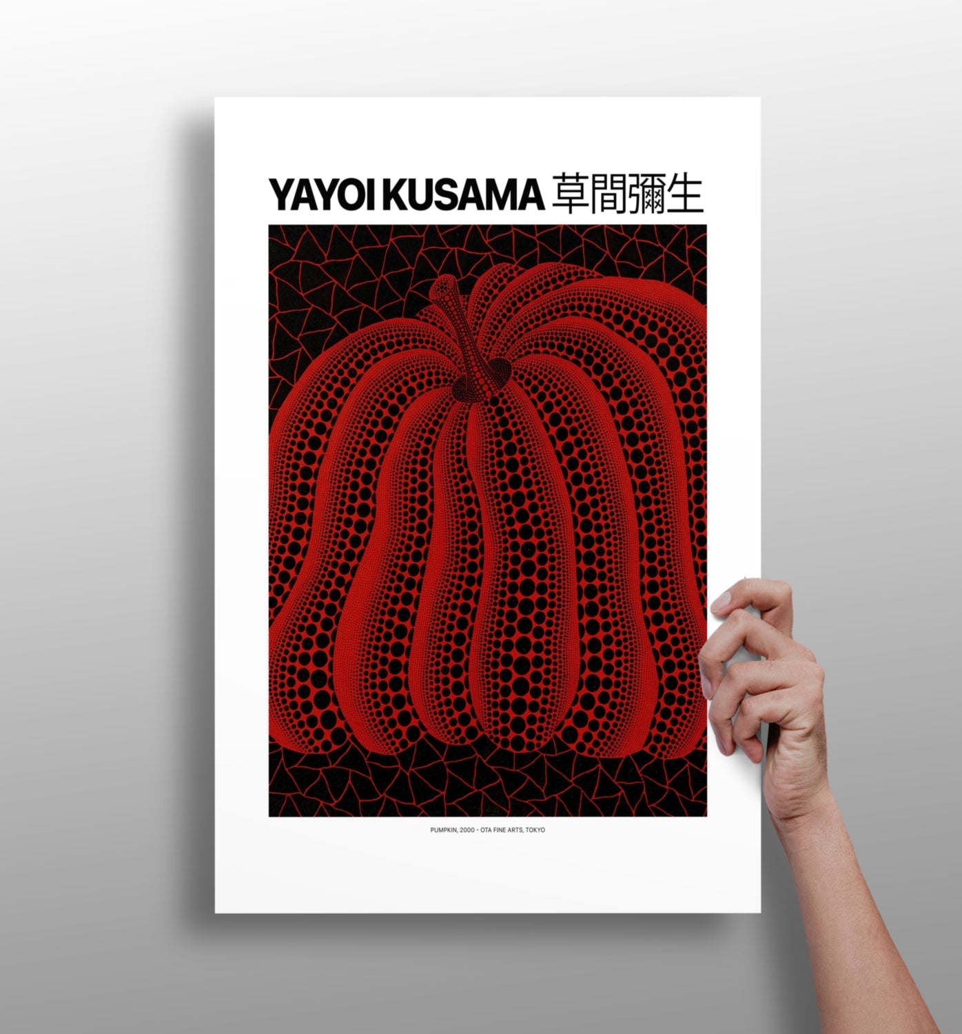 Dunkelrotes gepunktetes Kürbis-Poster als Aluminiumdruck