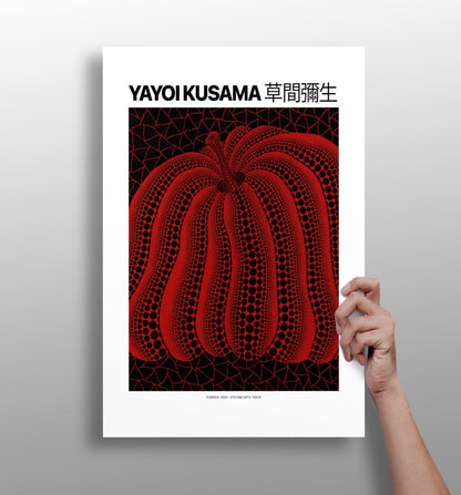 Dunkelrotes gepunktetes Kürbis-Poster als Aluminiumdruck