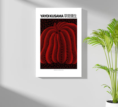 Dunkelrotes gepunktetes Kürbis-Poster als Aluminiumdruck