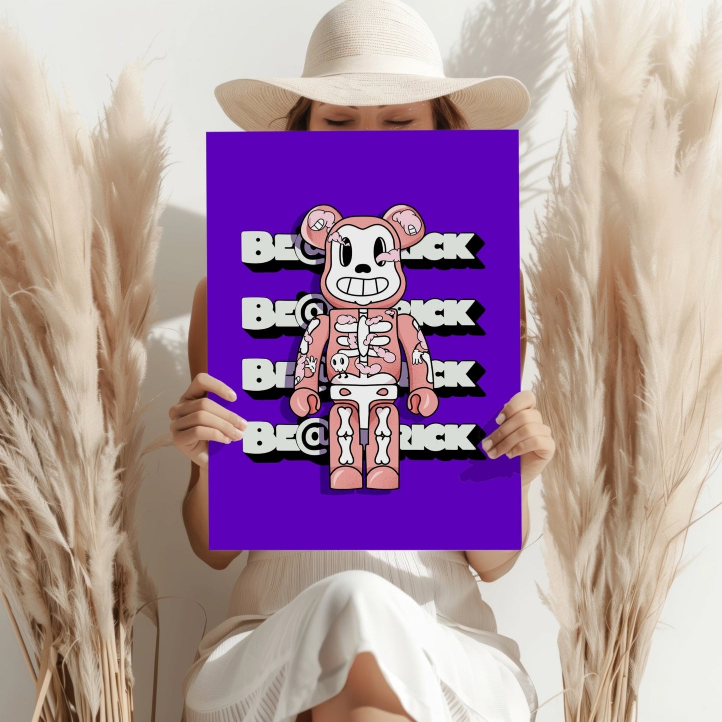 Purple Skeleton Toy Bear Figure Aluminum Print