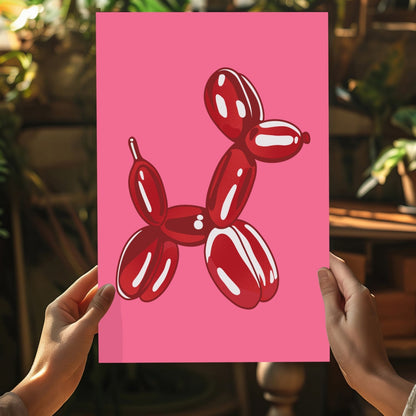 Tiefrot auf heißpinkem Balloon Dog Aluminiumdruck