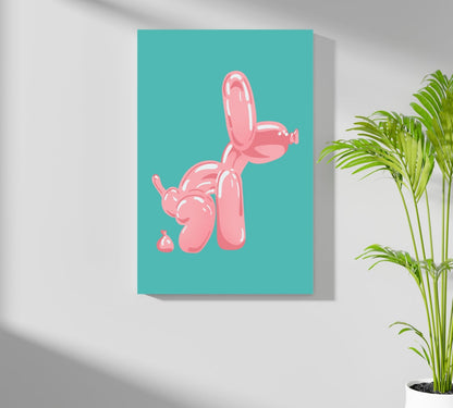 Pink Squatting Pose on Teal Balloon Dog Aluminum Print