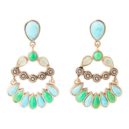 Orecchini pendenti con perno dorato Legacy blu e lime turchese