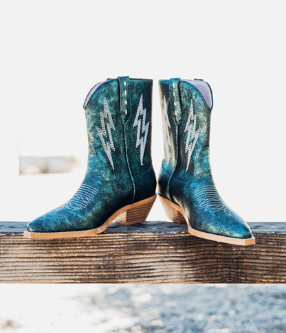 Metaliczne buty Bowie w kolorze morskim
