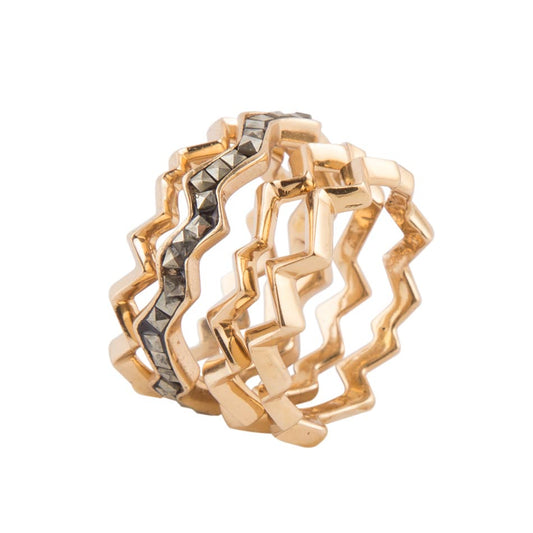Set di anelli impilabili in marcasite e bronzo