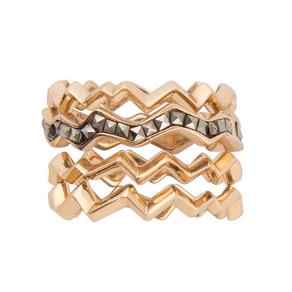 Set di anelli impilabili in marcasite e bronzo