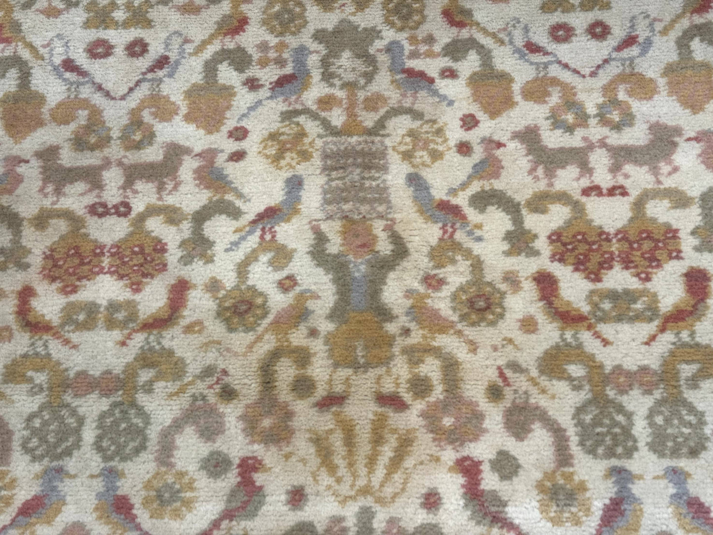Large Spanish Portuguese Rug 9x15, Beige, Vintage, Allover Pattern, Wool