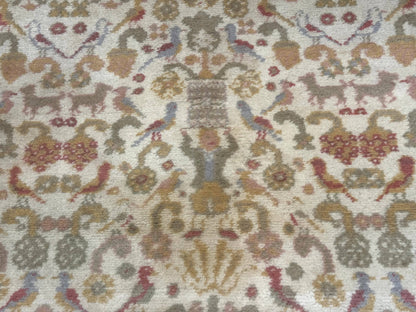 Large Spanish Portuguese Rug 9x15, Beige, Vintage, Allover Pattern, Wool