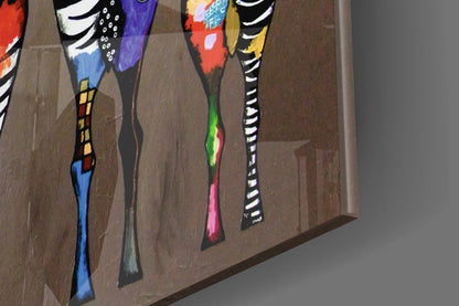 Arte de pared de vidrio con cebras coloridas