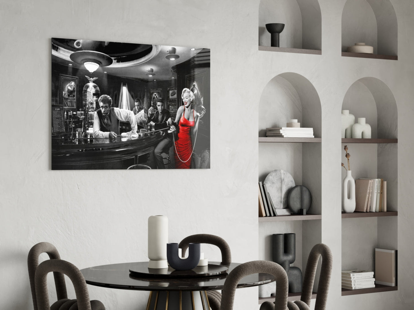 Κόκκινο Φόρεμα Diner Legends Γυάλινη Τοιχογραφία