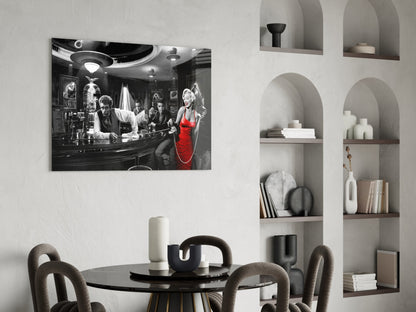 Κόκκινο Φόρεμα Diner Legends Γυάλινη Τοιχογραφία