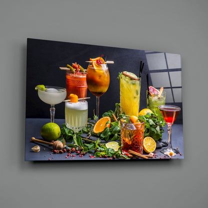 Arte de pared con vaso de cóctel y barra de untar de cítricos y hierbas