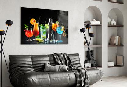 Neonblaue Shaker-Cocktails Glaswandkunst