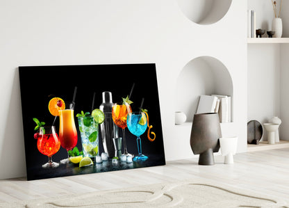 Neonblaue Shaker-Cocktails Glaswandkunst