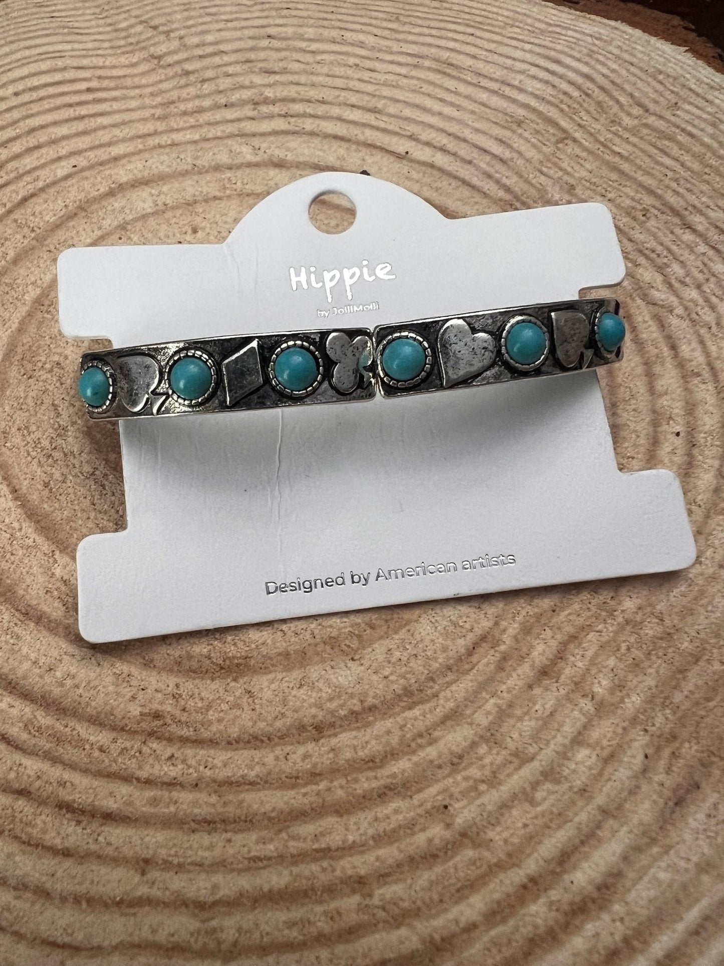 Armband med elastiskt band och konstgjord turkos