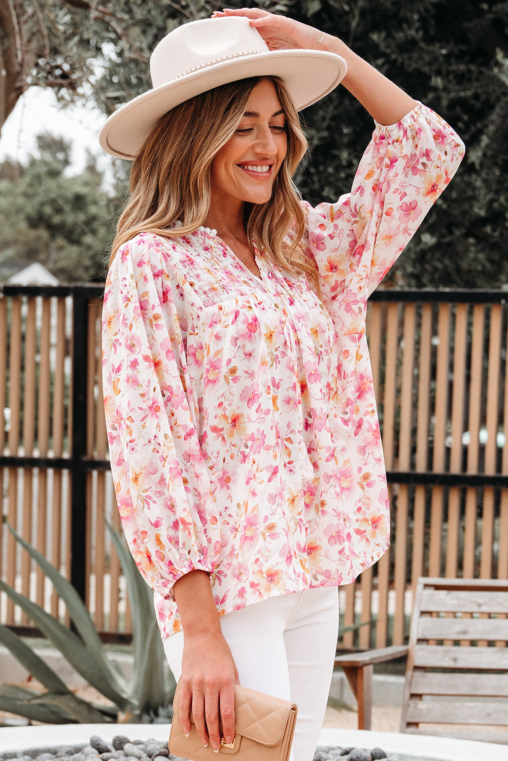 Sienna Blumen Quasten Bindetunika Bluse