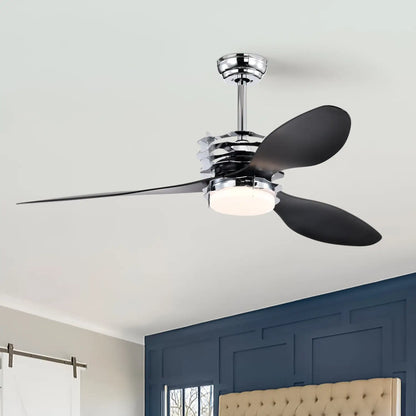 Takfläkt för vardagsrum med 3 ABS-blad, LED-lampa och fjärrkontroll