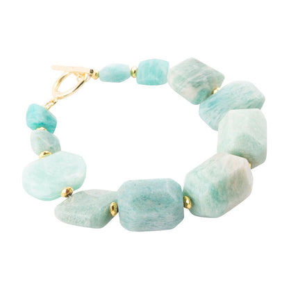 Chunky Green Amazonite Golden Toggle Bracelet