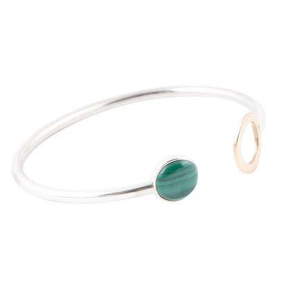 Bracciale a polsino bicolore verde malachite Circle