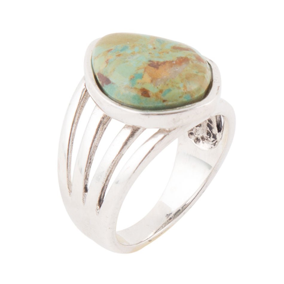 Anello elegante in argento sterling con turchese blu