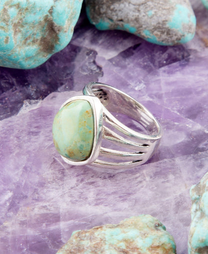 Anello elegante in argento sterling con turchese blu