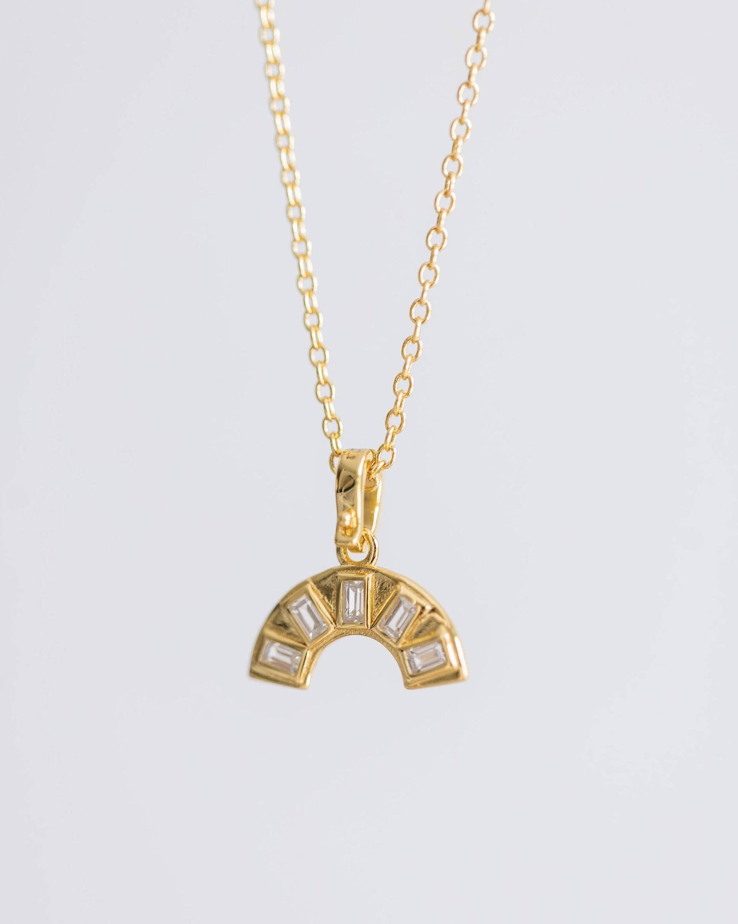 Gold Crystal Rainbow Necklace