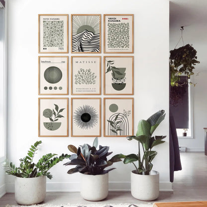 MCM Boho Abstract Wall Art Set of 9. Bauhaus, Matisse Prints