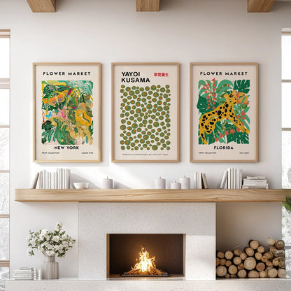 Flower Market, Kusama Art Prints. Modern Tropical Wall Decor