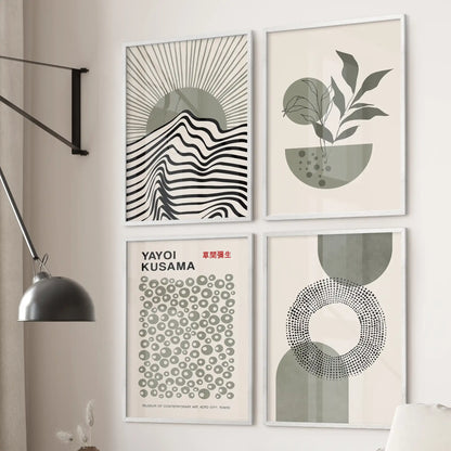 Yayoi Kusama, Bauhaus Inspired Wall Decor. Set of 4 Boho Art