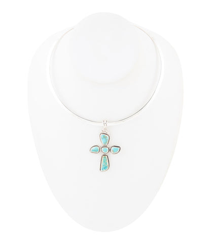 Ciondolo a croce e collana in argento sterling