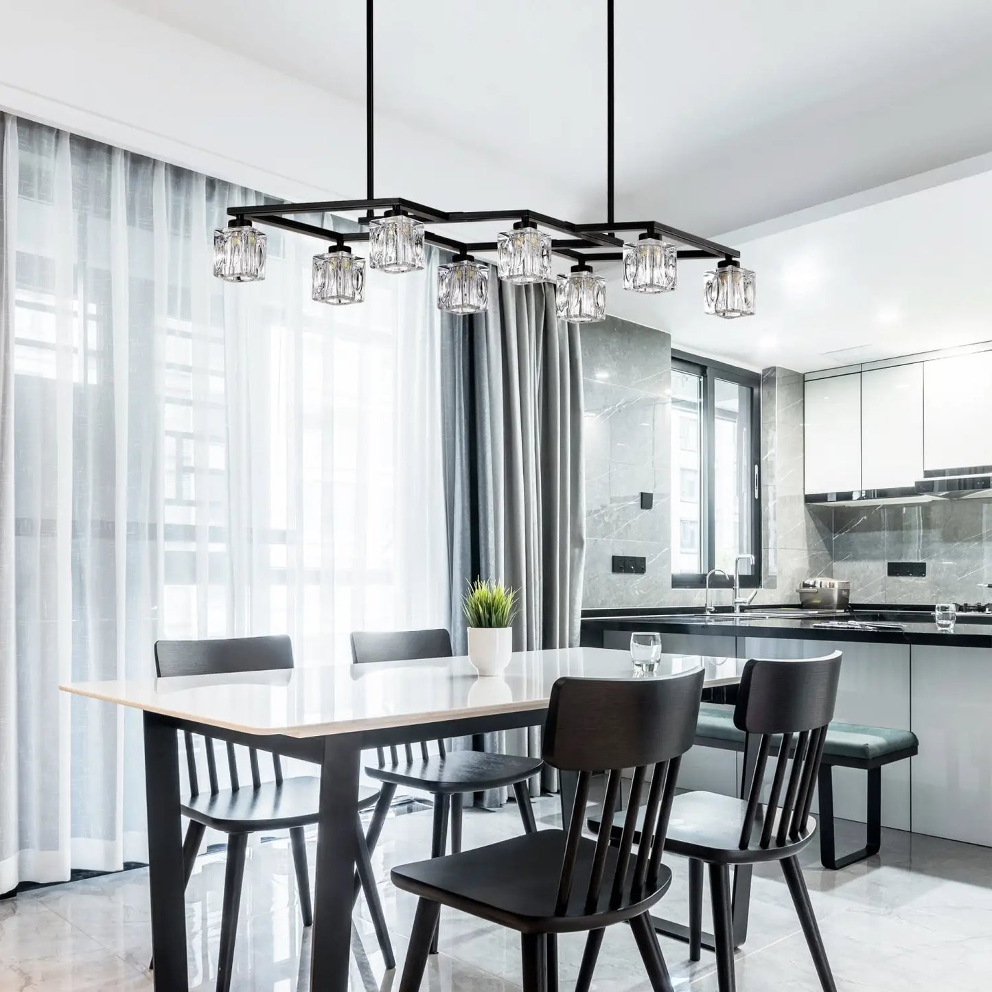Kristallkrona för matsal med 8-ljus för modern lantlig design