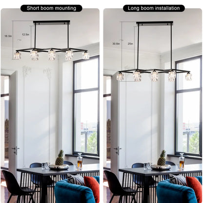 Kristallkrona för matsal med 8-ljus för modern lantlig design