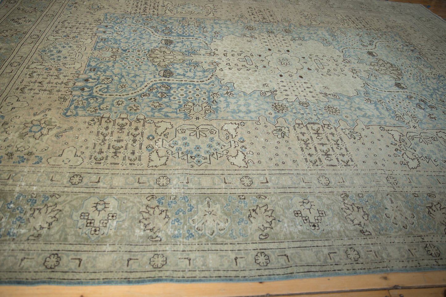 9x12.5 Vintage Distressed Tabriz Carpet