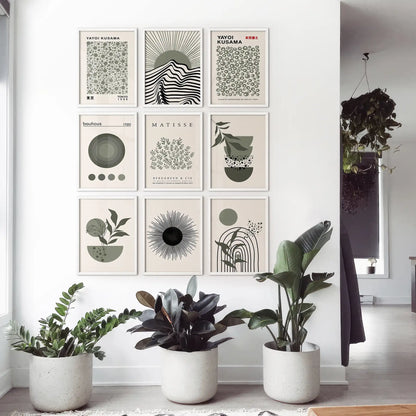 MCM Boho Abstract Wall Art Set of 9. Bauhaus, Matisse Prints