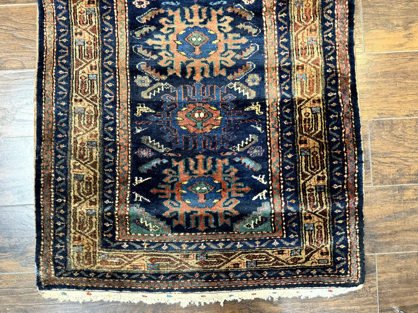 Antique Persian Sarab Runner 3x17, Blue Persian Runner Rug, Long Handmade Wool Carpet for Hallway, Rare, Tribal