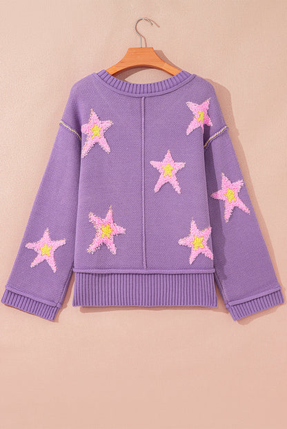 Aubrey szczotkowany sweter oversize z gwiazdą