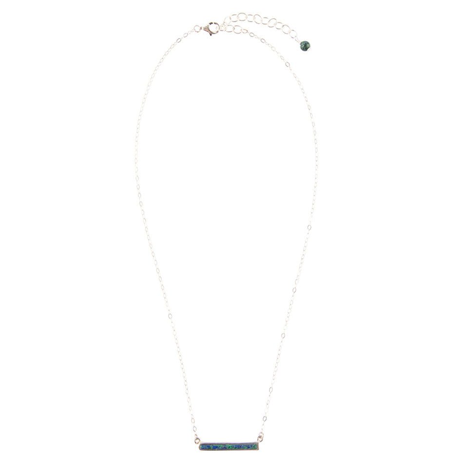 Dainty Azurite Bar Necklace