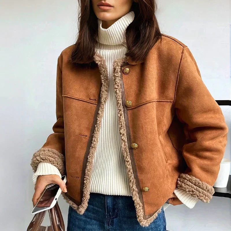 Giacca in suede con bottoni