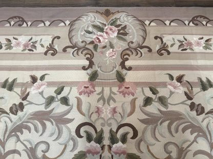 Palace Sized Aubusson Rug 13 x 20, Flatweave Aubusson Weave, Oversized Rug, European French Elegant Design