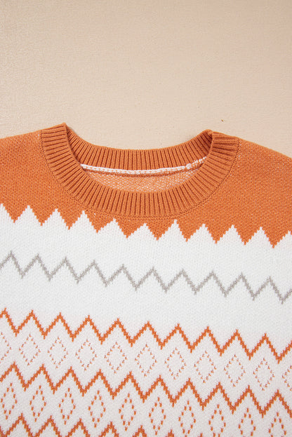 Daphne Zickzack Gestrickter Pullover Sweater