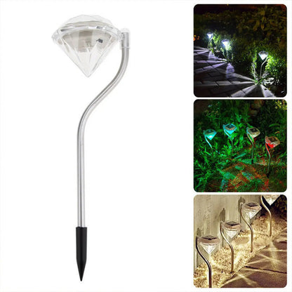 Dekorativ diamantformad solcellsmarklampa för trädgårdsgångar